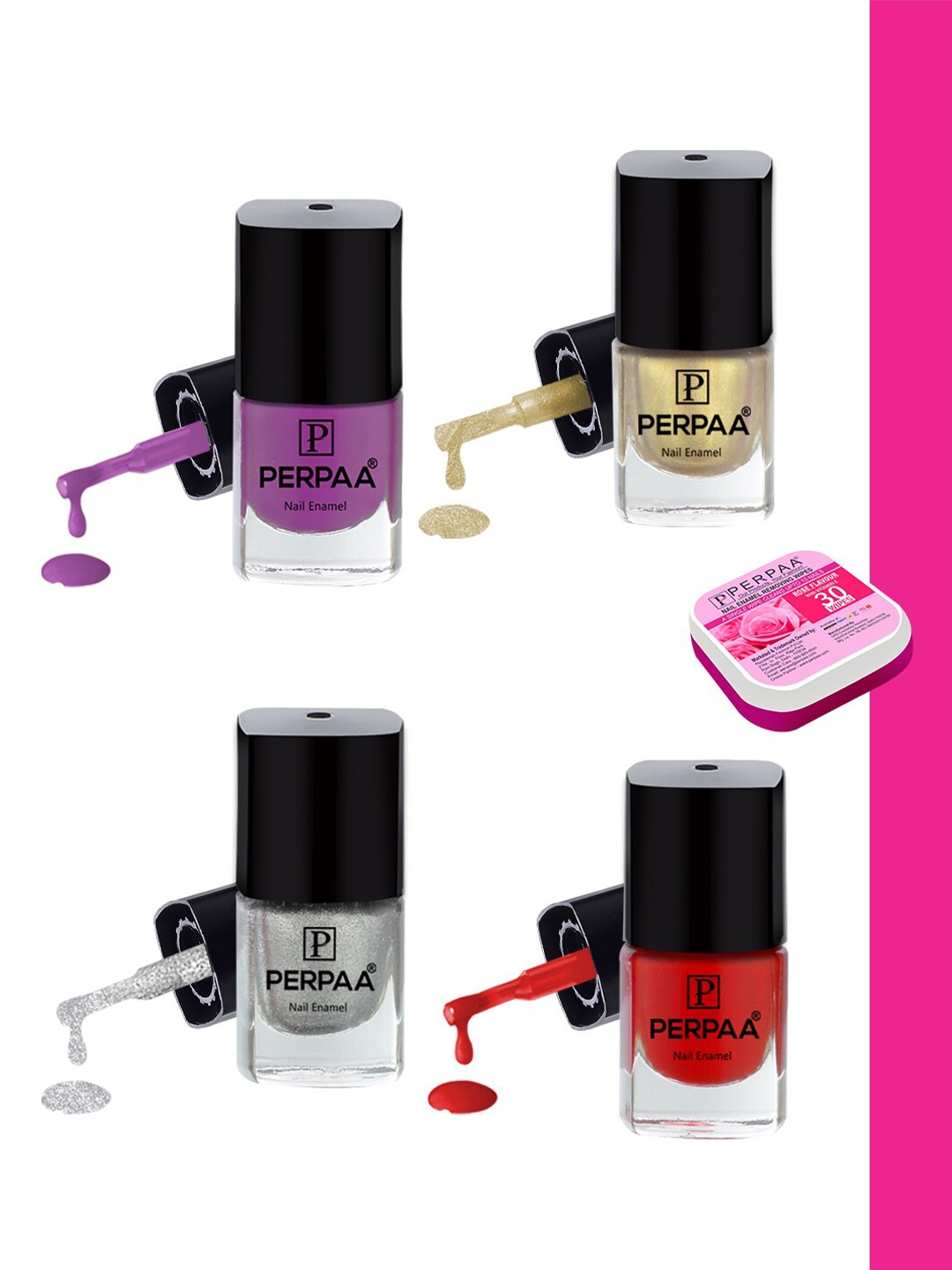 

PERPAA Set of 4 Trendy Quick-Drying & Long Lasting Gel Nail Enamel - 5 ml each, Multi