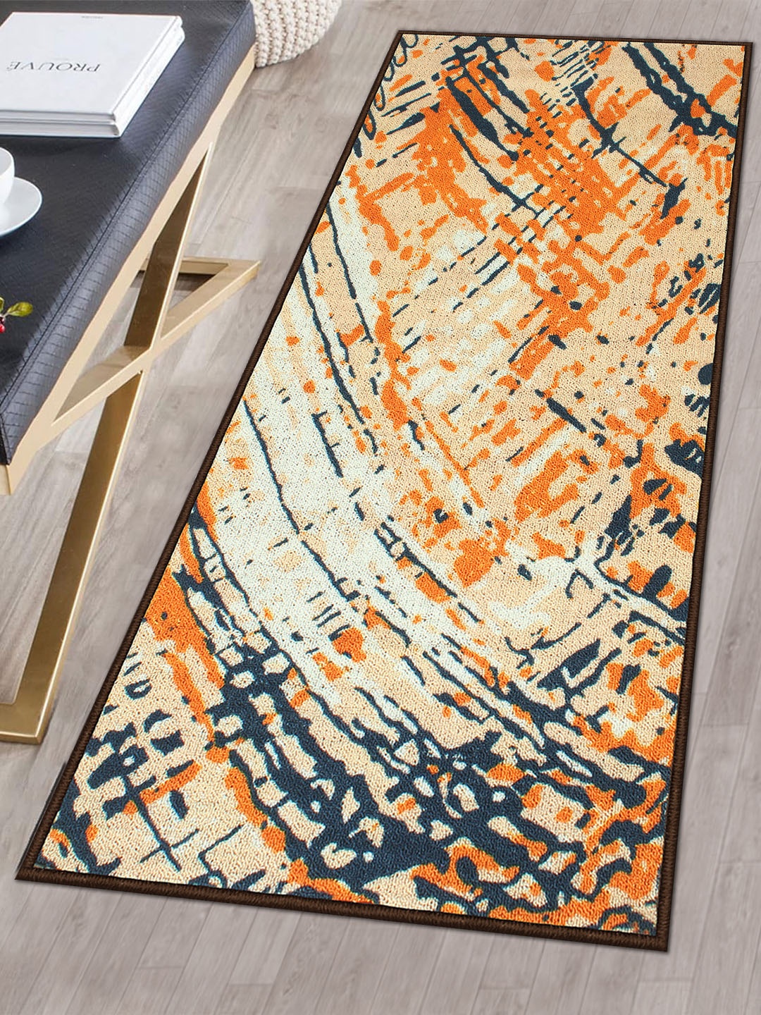 

Story@home White & Yellow Printed Anti-skid Floor Carpet