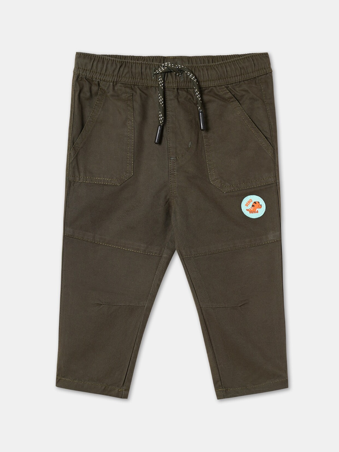 

R&B Boys Relaxed Fit Cotton Track Pants, Olive