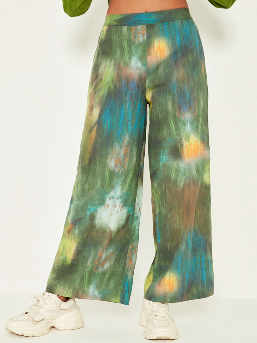 

Ancestry Women Tie and Dye Wide Leg Linen Palazzos, Green