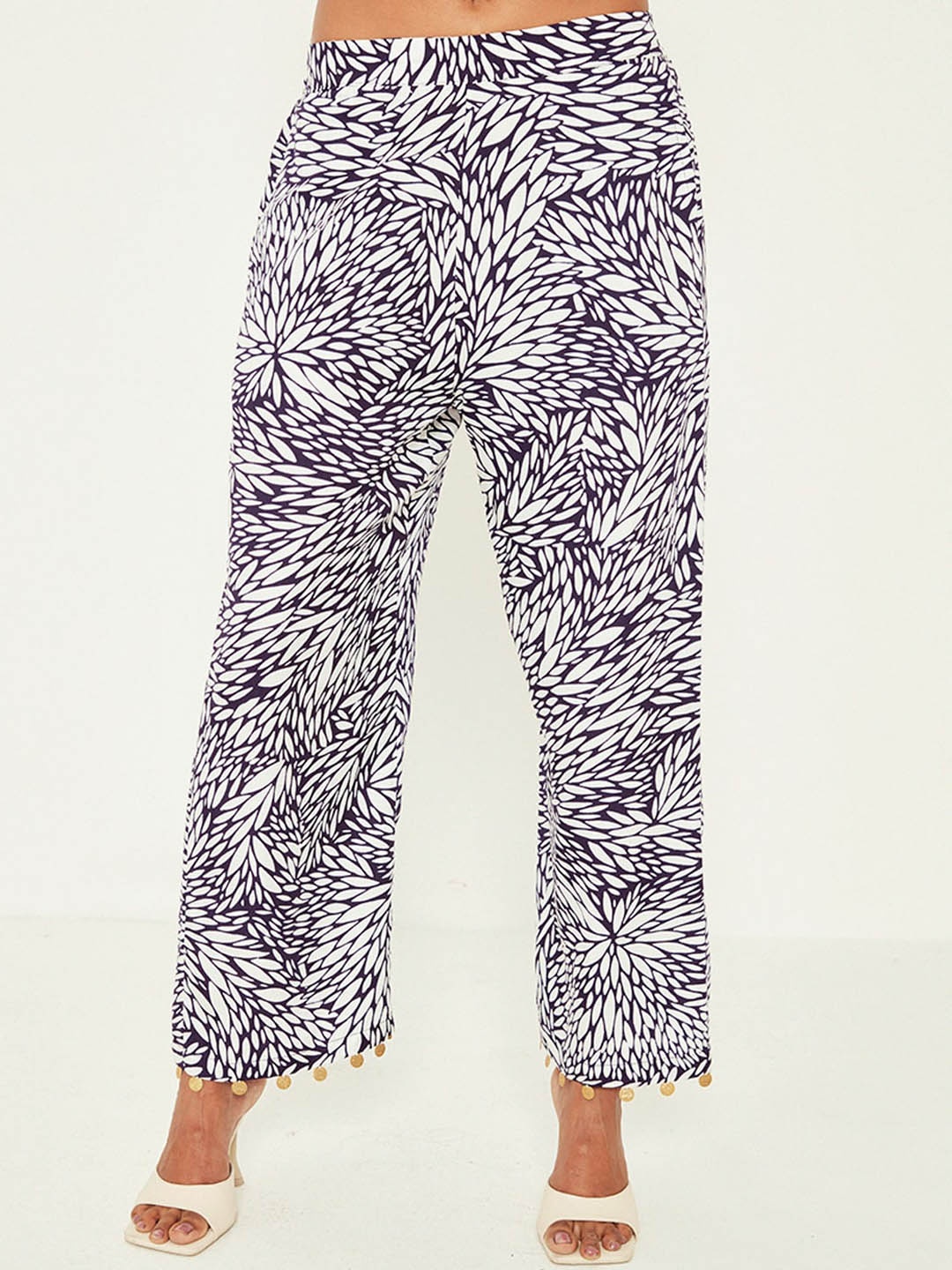 

Ancestry Women Floral Printed Ethnic Palazzos, Navy blue