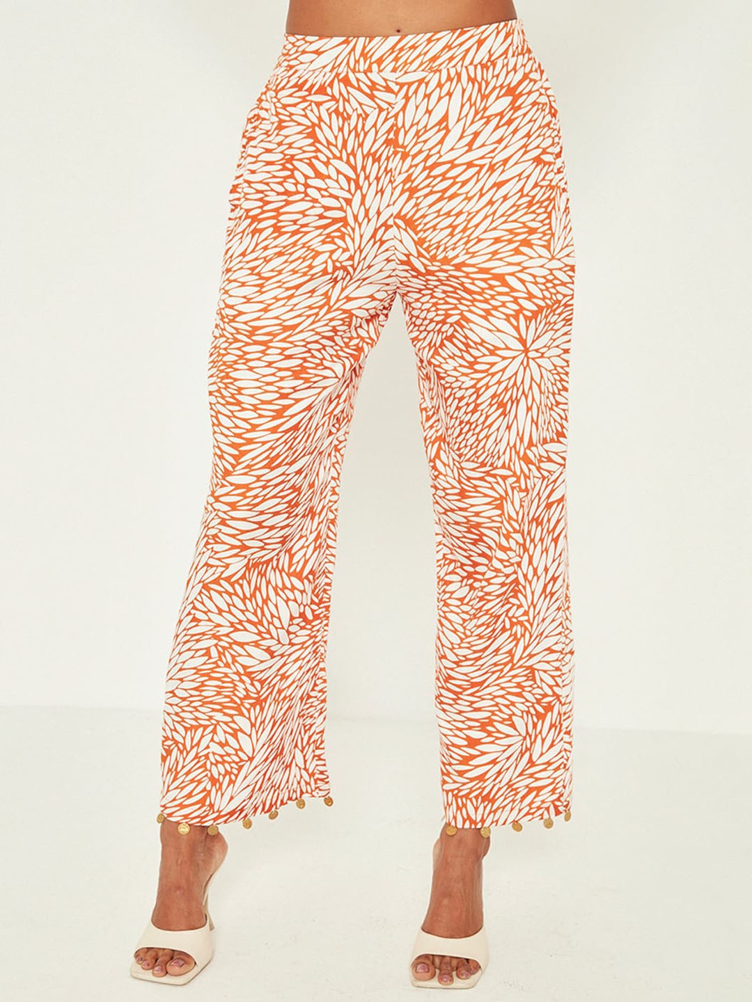 

Ancestry Women Floral Printed Ethnic Palazzos, Orange