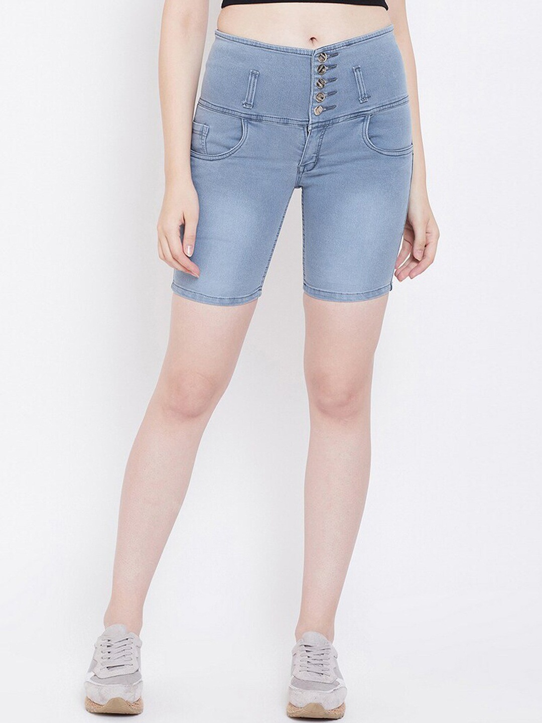 

Nifty Women Cotton Washed Slim Fit Denim Shorts, Blue
