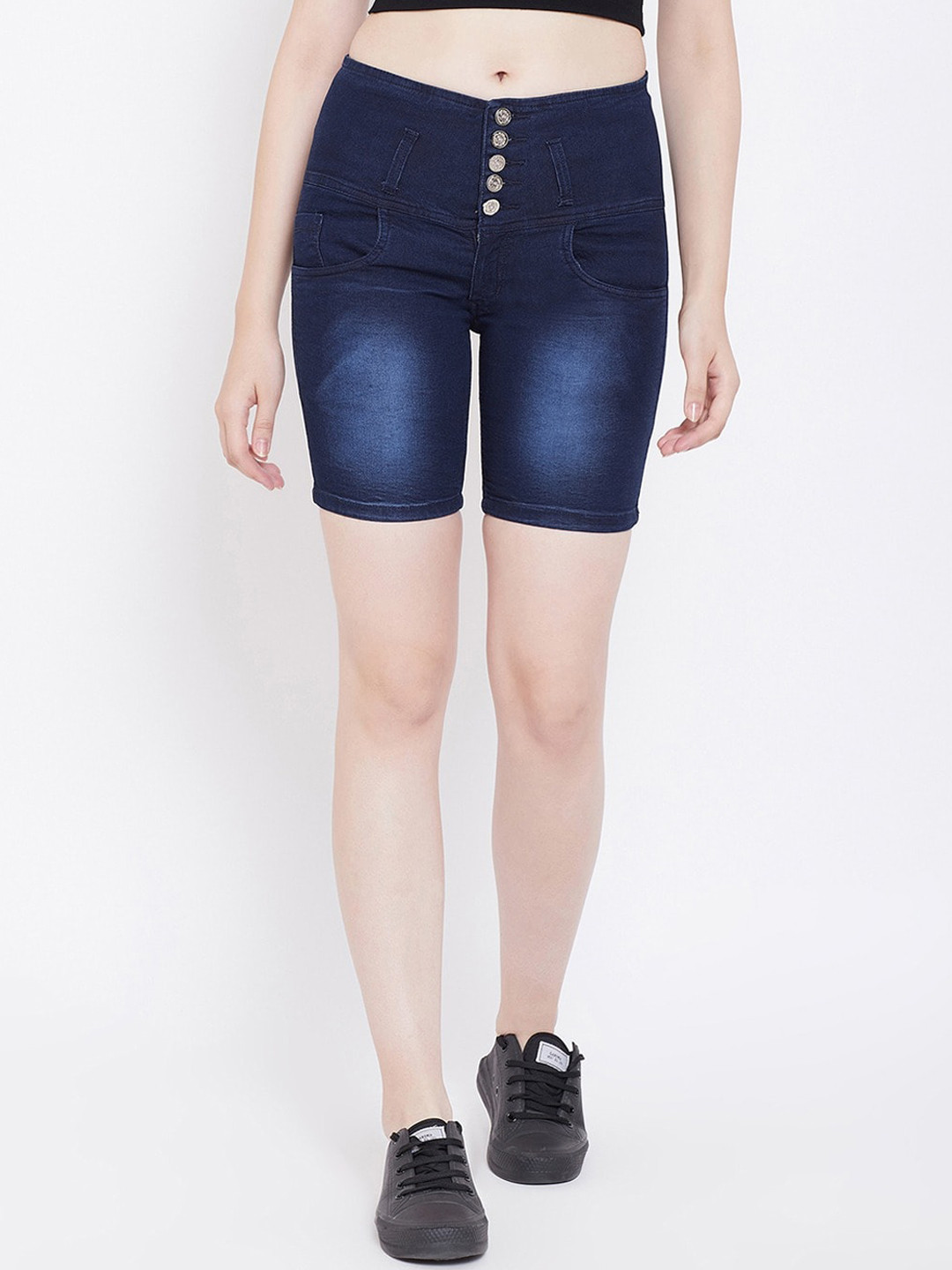 

Nifty Women Washed Slim Fit Denim Shorts, Blue
