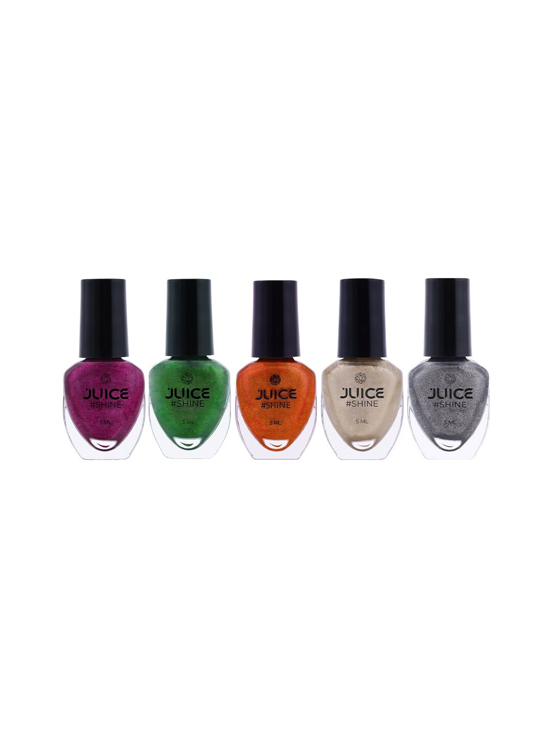 

JUICE Set of 5 Shine Metallic Matte High Gloss Pigmented Nail Polish 5 ml each - Combo 16, Multi