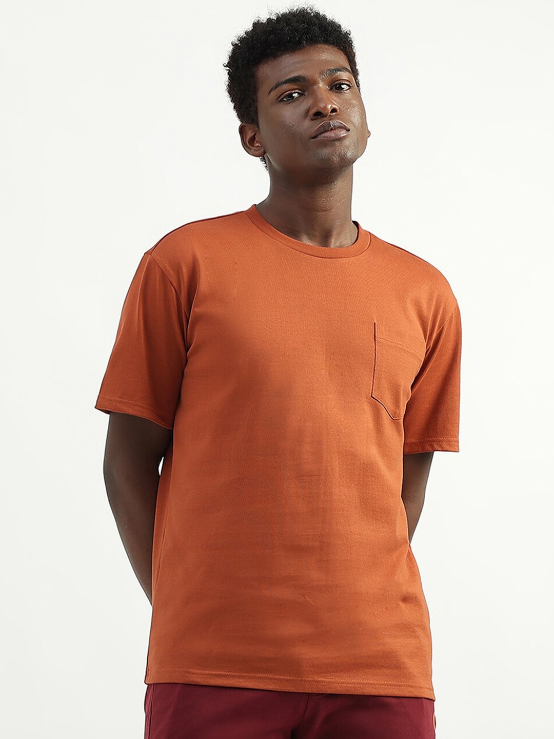 

United Colors of Benetton Round Neck Cotton T-shirt, Orange