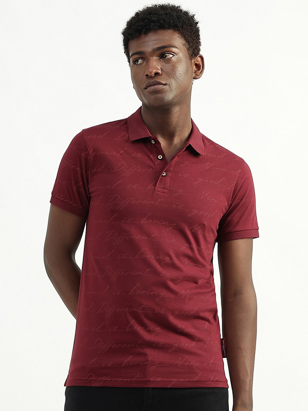 

United Colors of BenettonPolo Collar Cotton T-shirt, Maroon