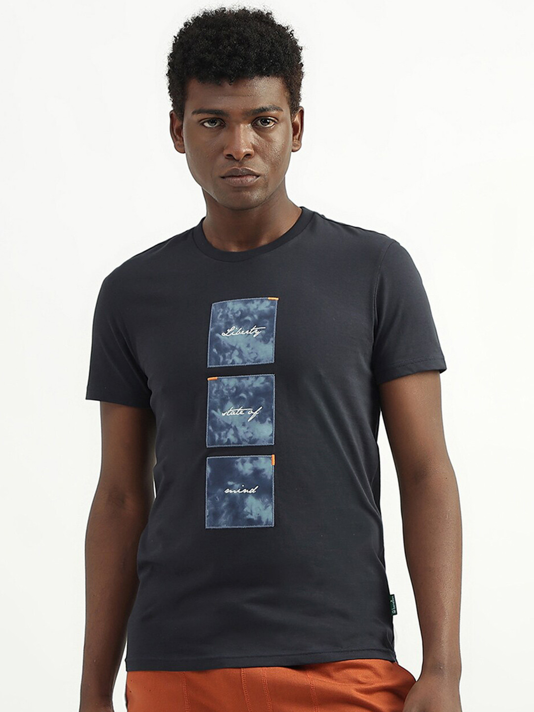 

United Colors of Benetton Graphic Printed Cotton T-shirt, Navy blue