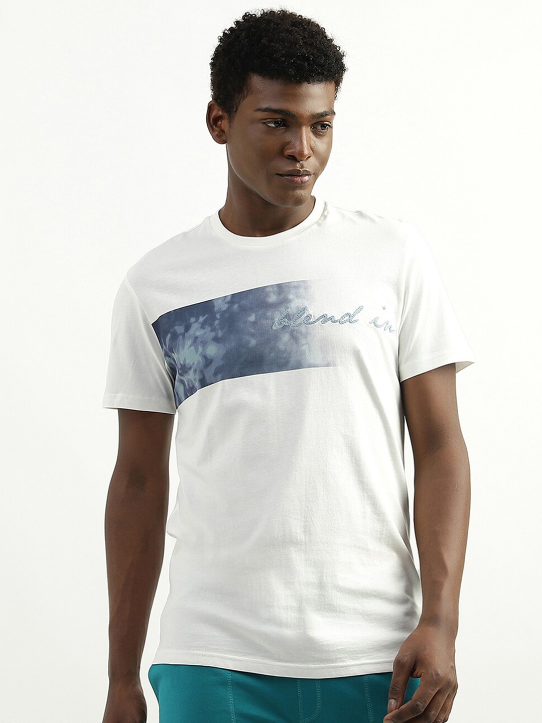 

United Colors of Benetton Abstract Printed Cotton T-shirt, Off white