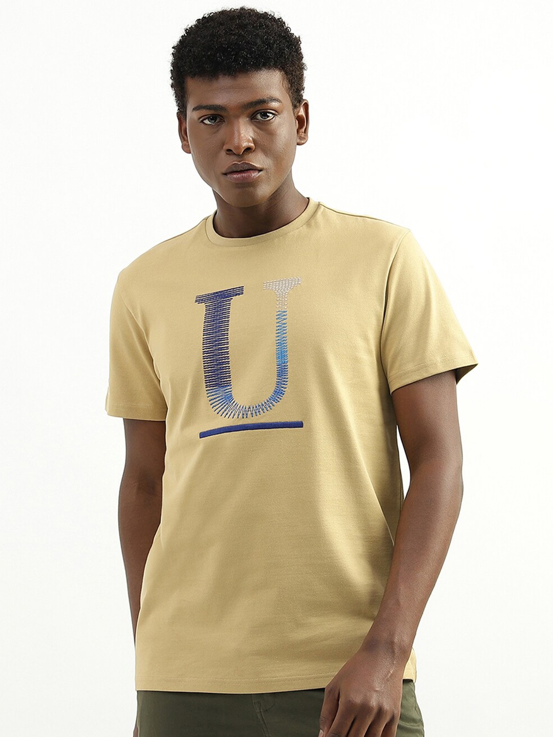 

United Colors of Benetton Typography Printed Cotton T-shirt, Beige