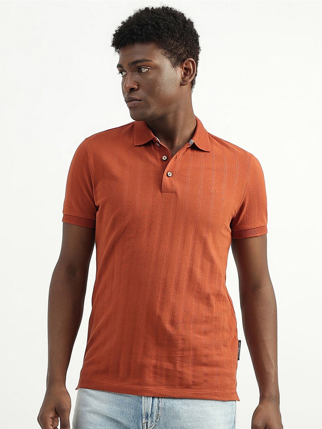 

United Colors of Benetton Polo Collar Cotton T-shirt, Orange