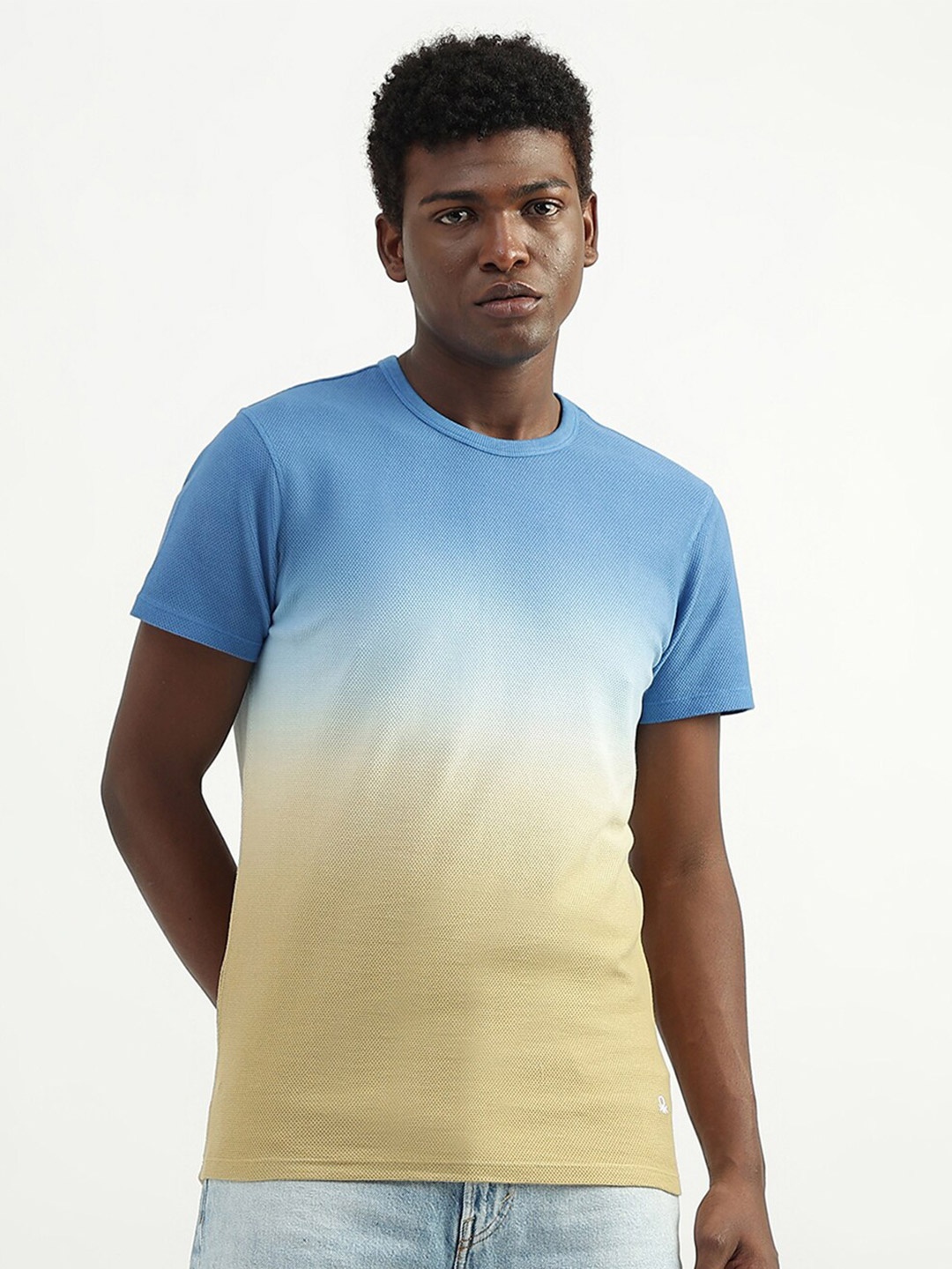 

United Colors of Benetton Ombre Dyed Cotton T-shirt, Blue