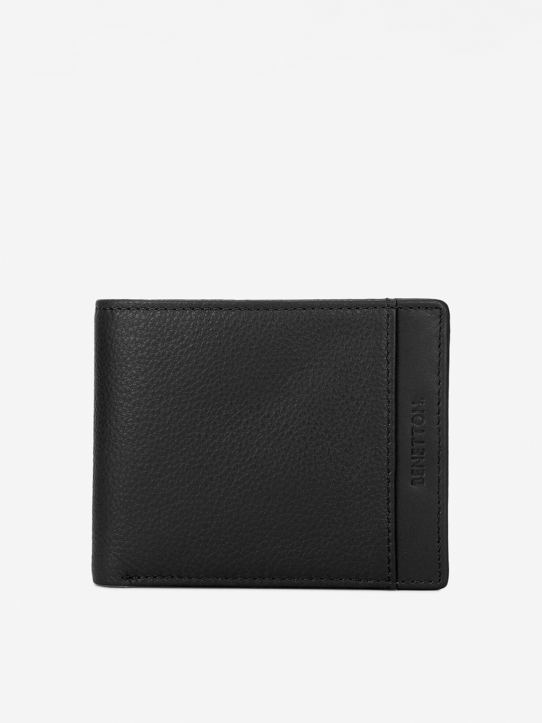 

United Colors of Benetton Men Leather Two Fold Wallet With SD Card Holder, Black