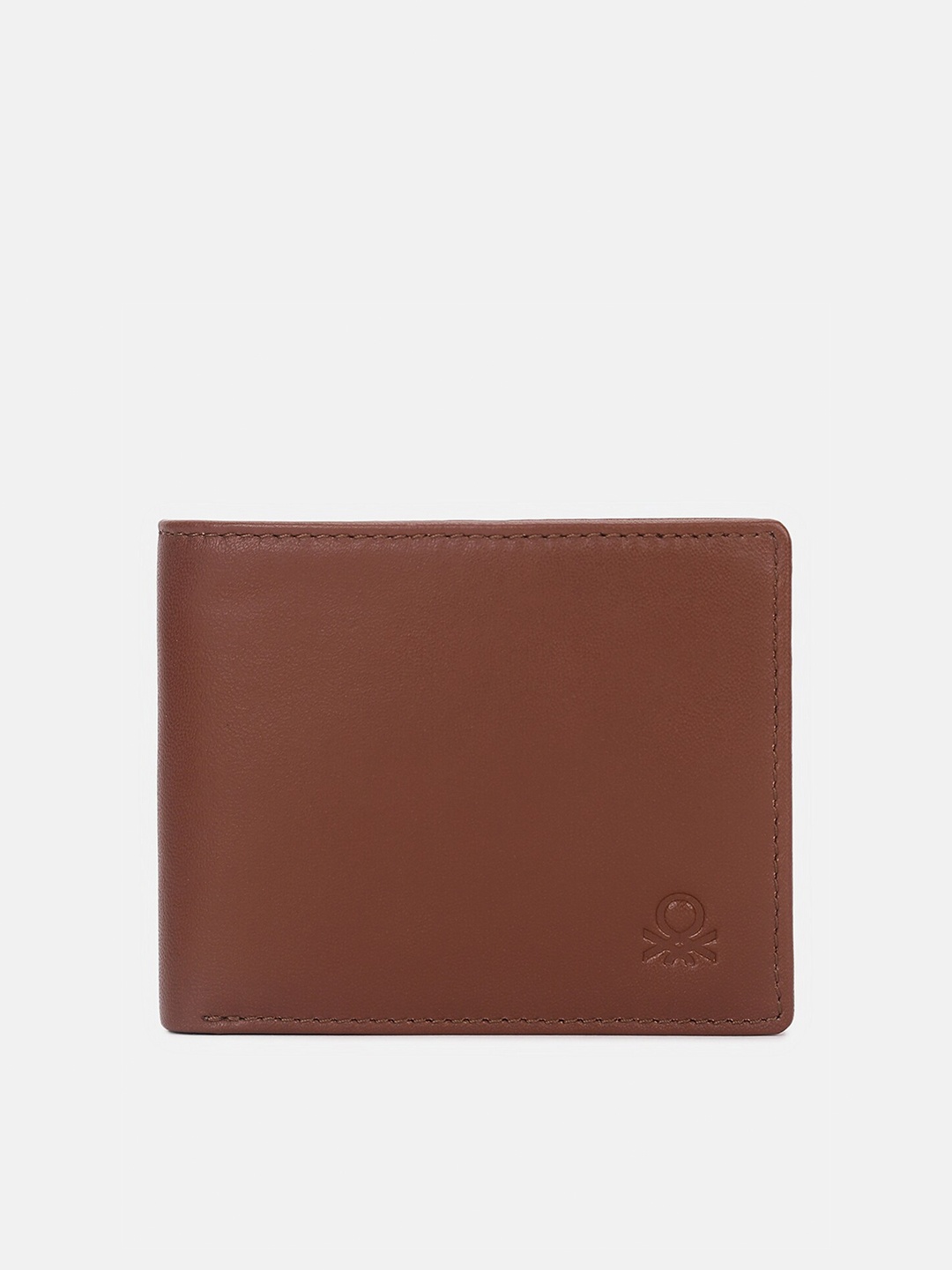 

United Colors of Benetton Men Leather Two Fold Non Detachable Flap Wallet, Brown