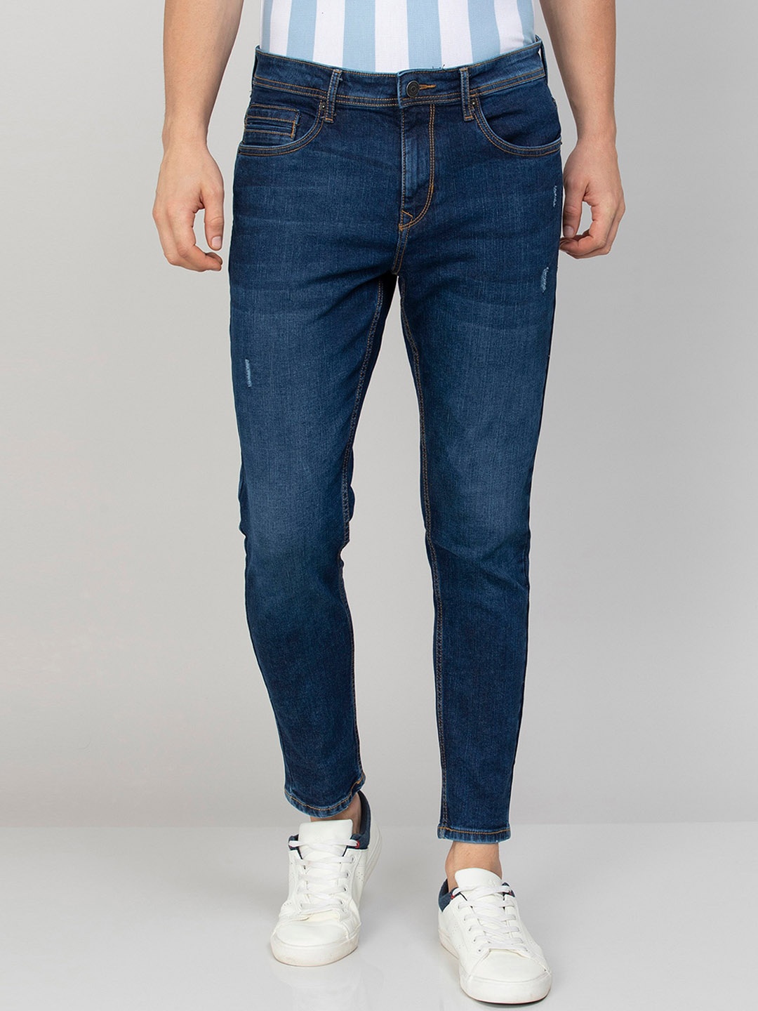 

Fame Forever by Lifestyle Men Low Distress Light Fade Stretchable Jeans, Blue