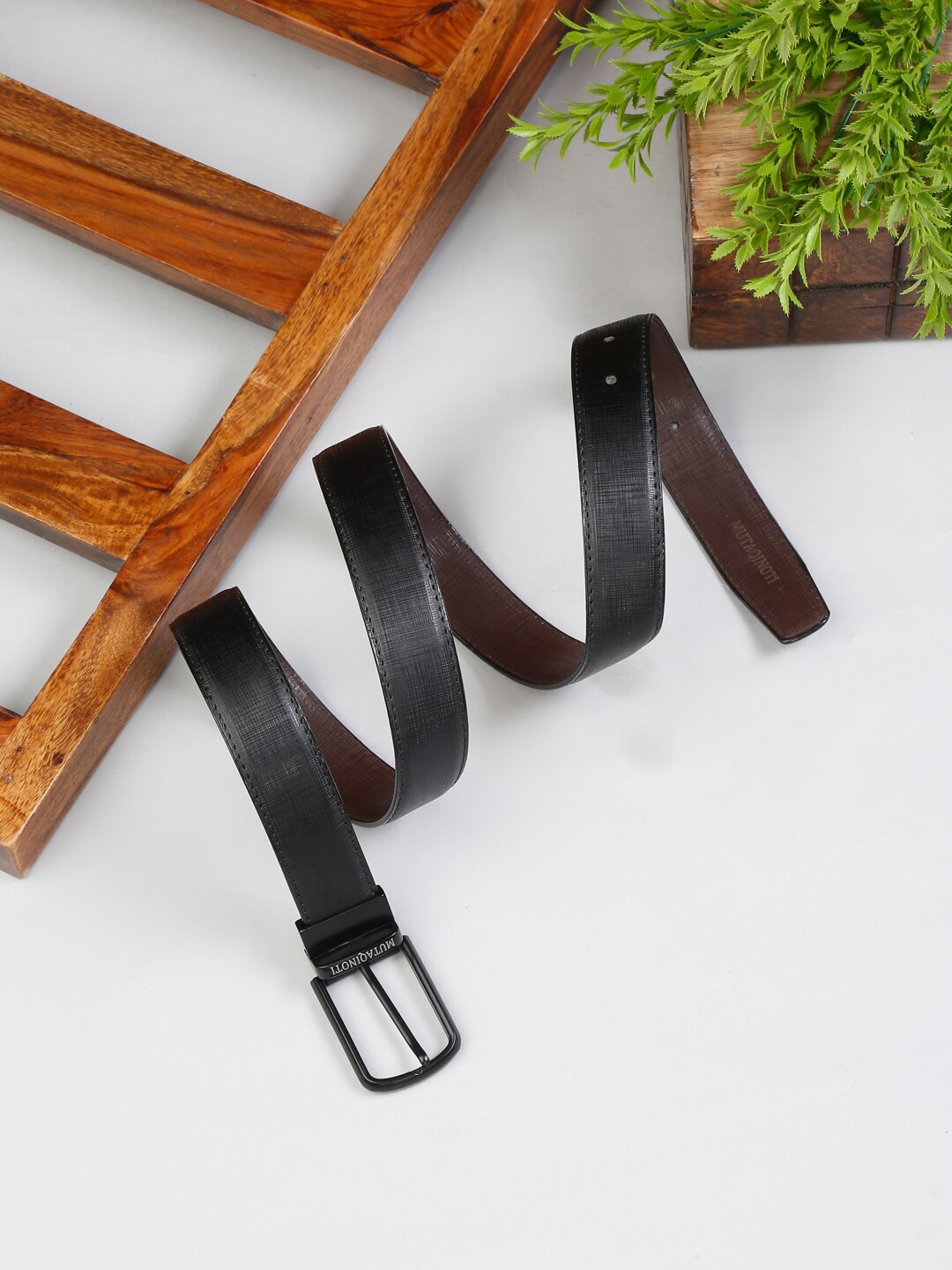 

MUTAQINOTI Men Leather Formal Belt, Black
