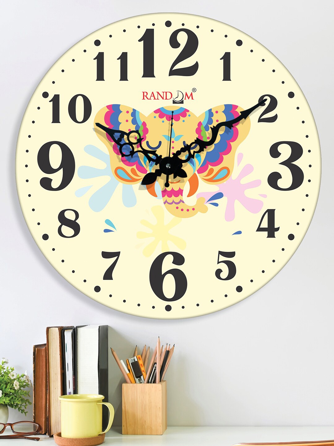 

RANDOM Holi Yellow & Blue Printed Contemporary Wall Clock
