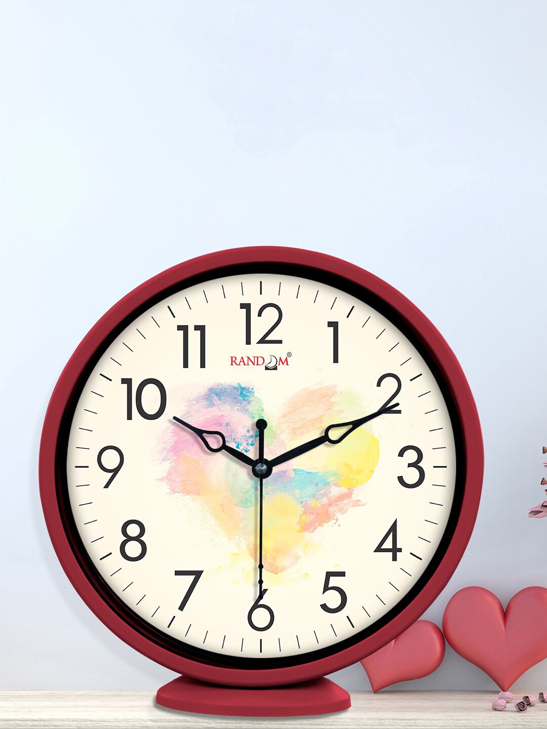 

RANDOM Holi Beige & Red Contemporary Table Clock