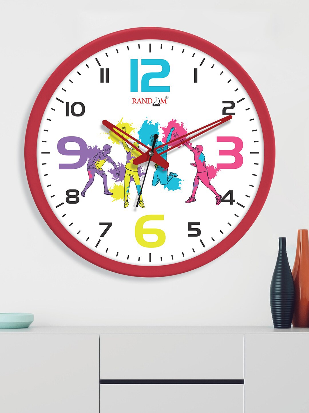 

RANDOM Holi Pink & White Printed Contemporary Wall Clock