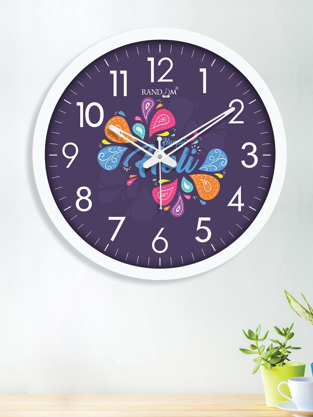 

RANDOM Holi Purple & White Printed Contemporary Wall Clock