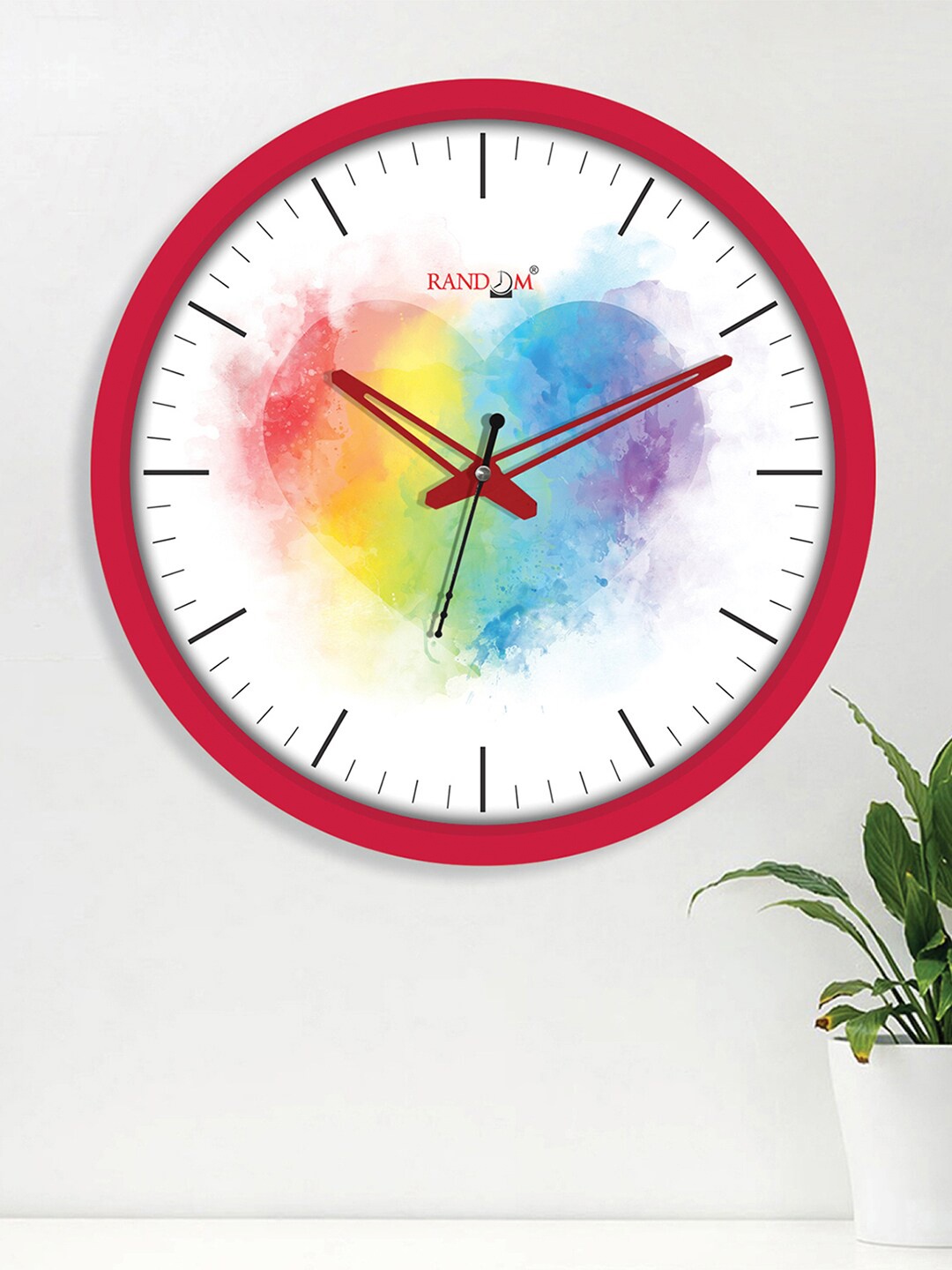 

RANDOM Holi White & Red Printed Contemporary Wall Clock