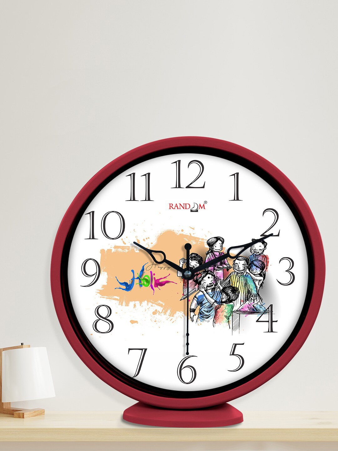 

RANDOM Holi White & Red Printed Contemporary Wall Clock