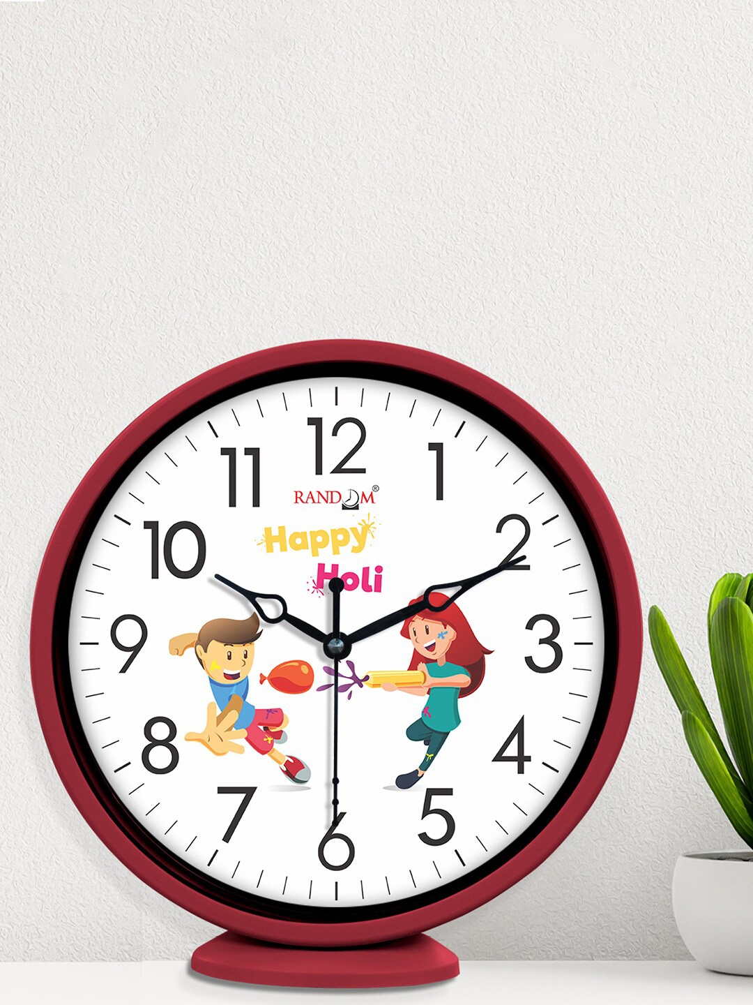 

RANDOM Holi White & Red Printed Contemporary Wall Clock
