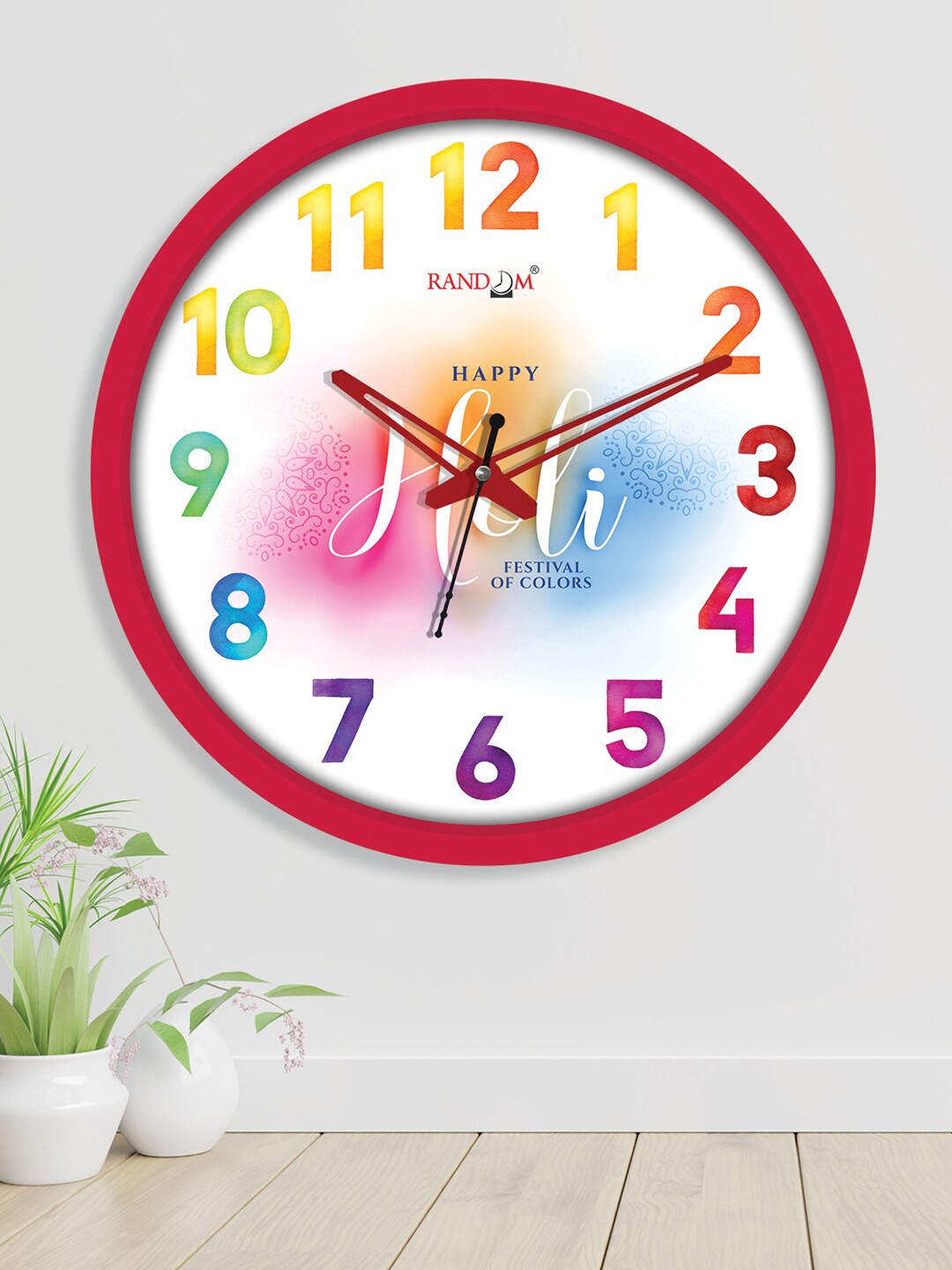 

RANDOM Holi Red & Blue Printed Contemporary Wall Clock