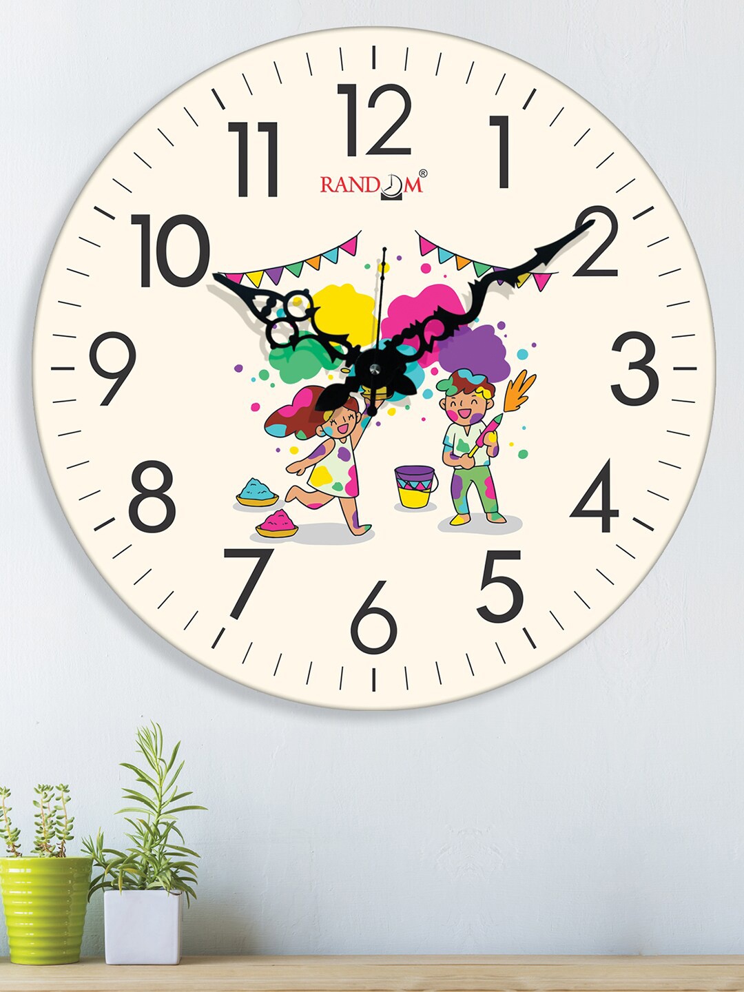 

RANDOM Holi Beige & Pink Printed Contemporary Wall Clock