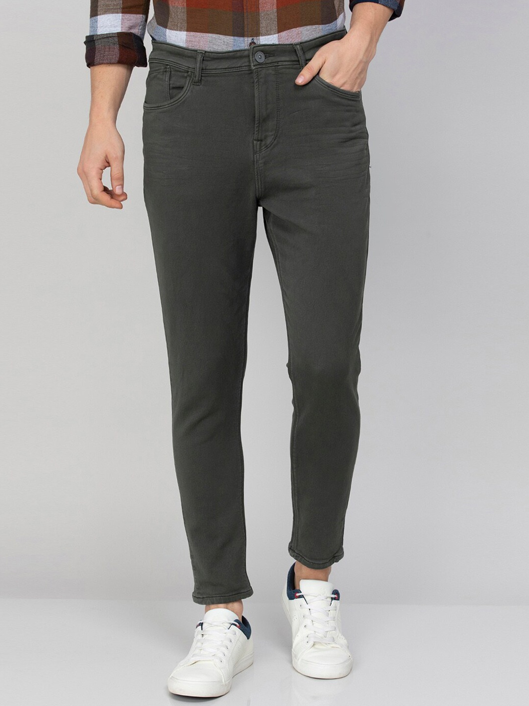 

Forca Men Cotton Green Jeans, Olive