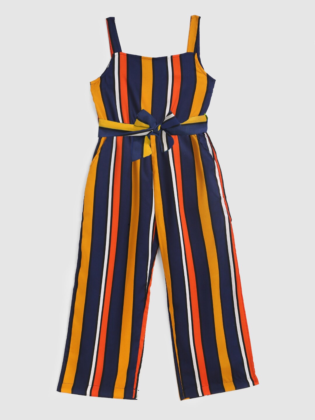 

YK Girls Printed Cotton Basic Jumpsuit, Blue