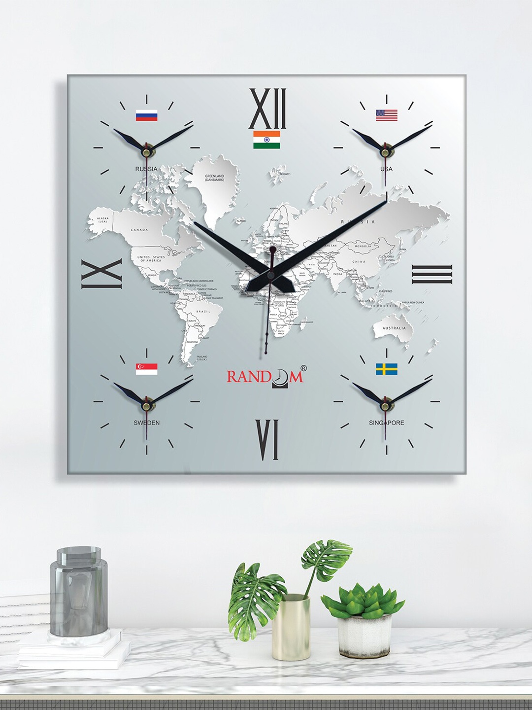 

RANDOM Grey & White Printed Contemporary Wall Clock