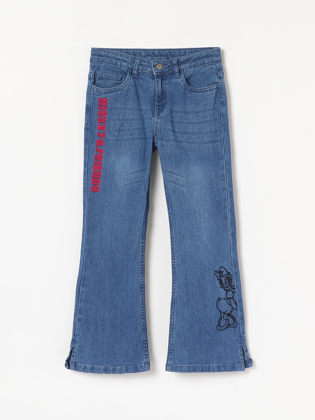 

Fame Forever by Lifestyle Girls Daisy Duck Print Light Fade Bootcut Jeans, Blue