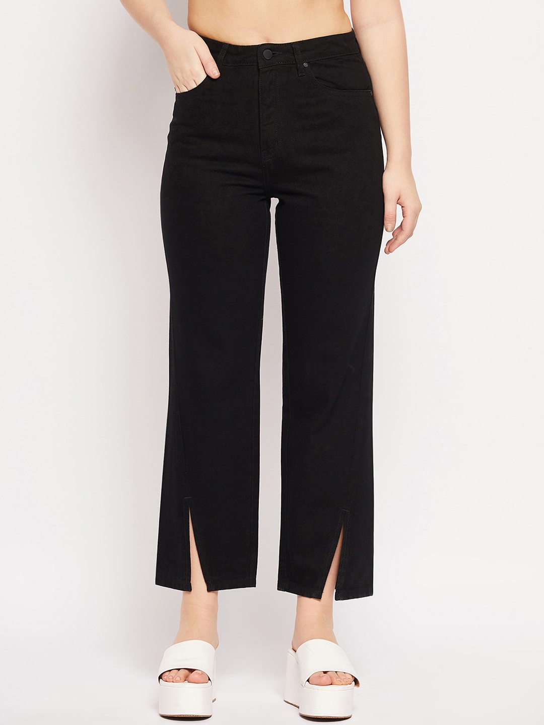 

Madame Women High-Rise Straight Fit Jeans, Black