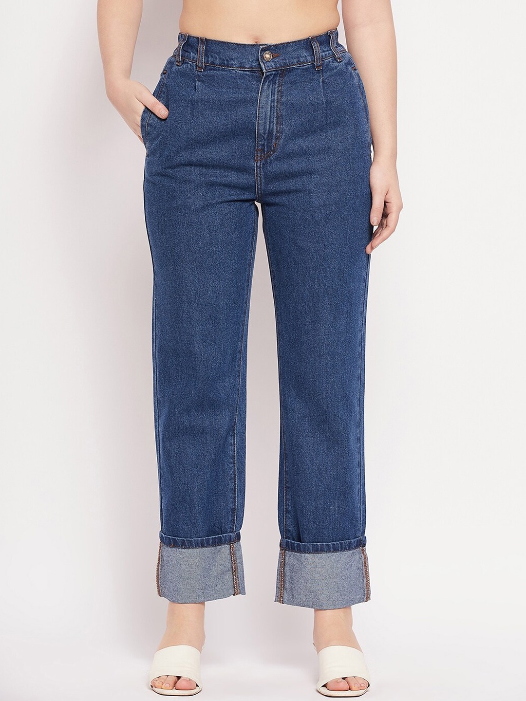 

Madame Women High-Rise Straight Fit Jeans, Blue