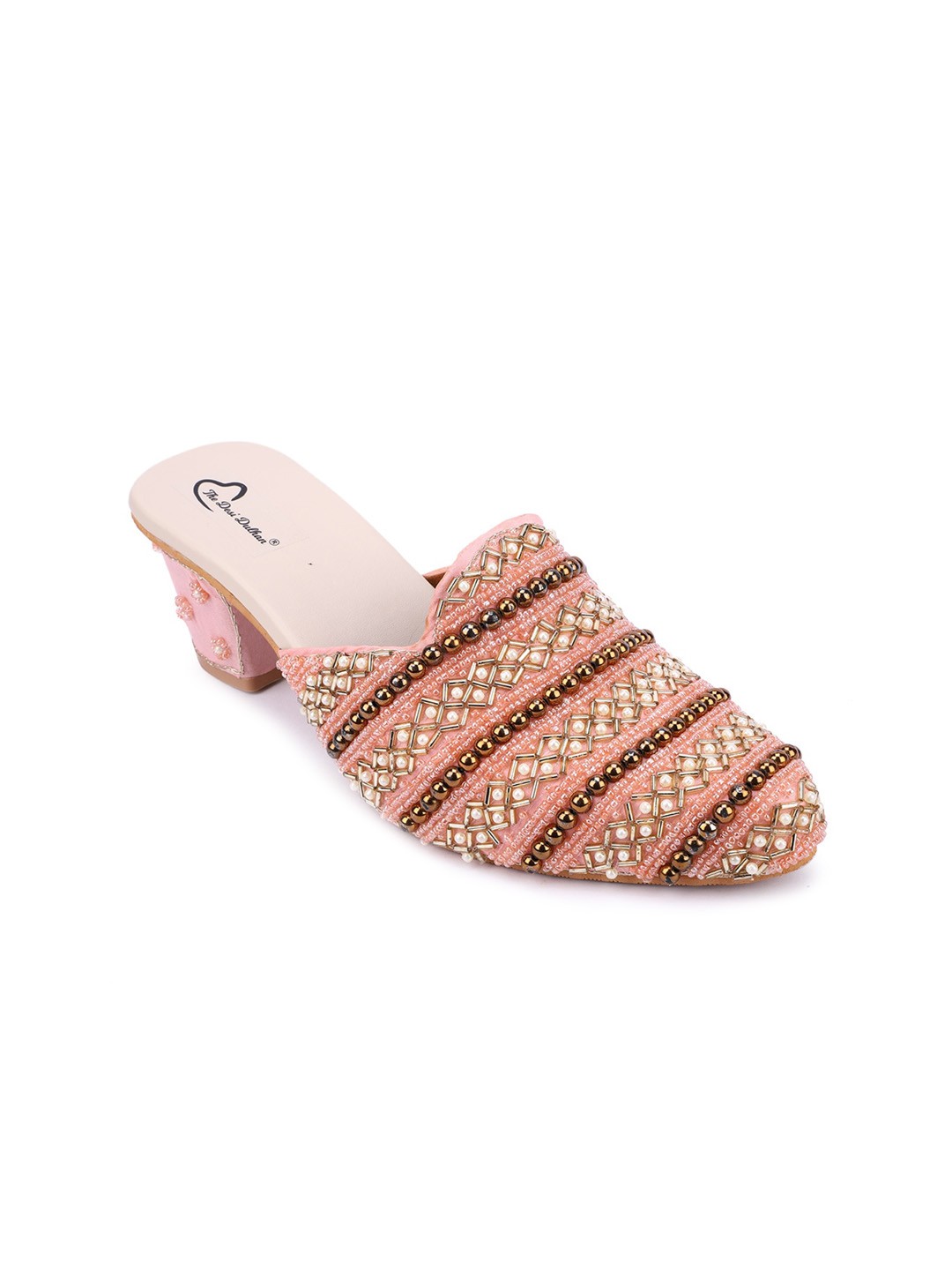 

The Desi Dulhan Ethnic Embellished Pointed Toe Block Mules, Pink