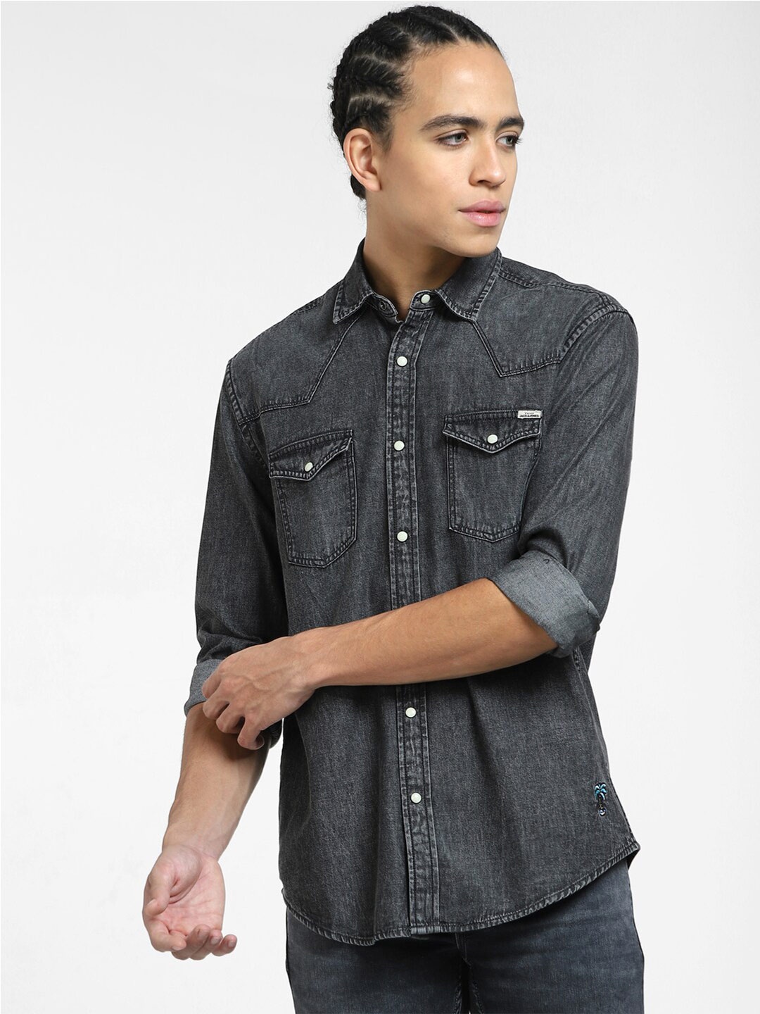 

Jack & Jones Spread Collar Cotton Casual Shirt, Black