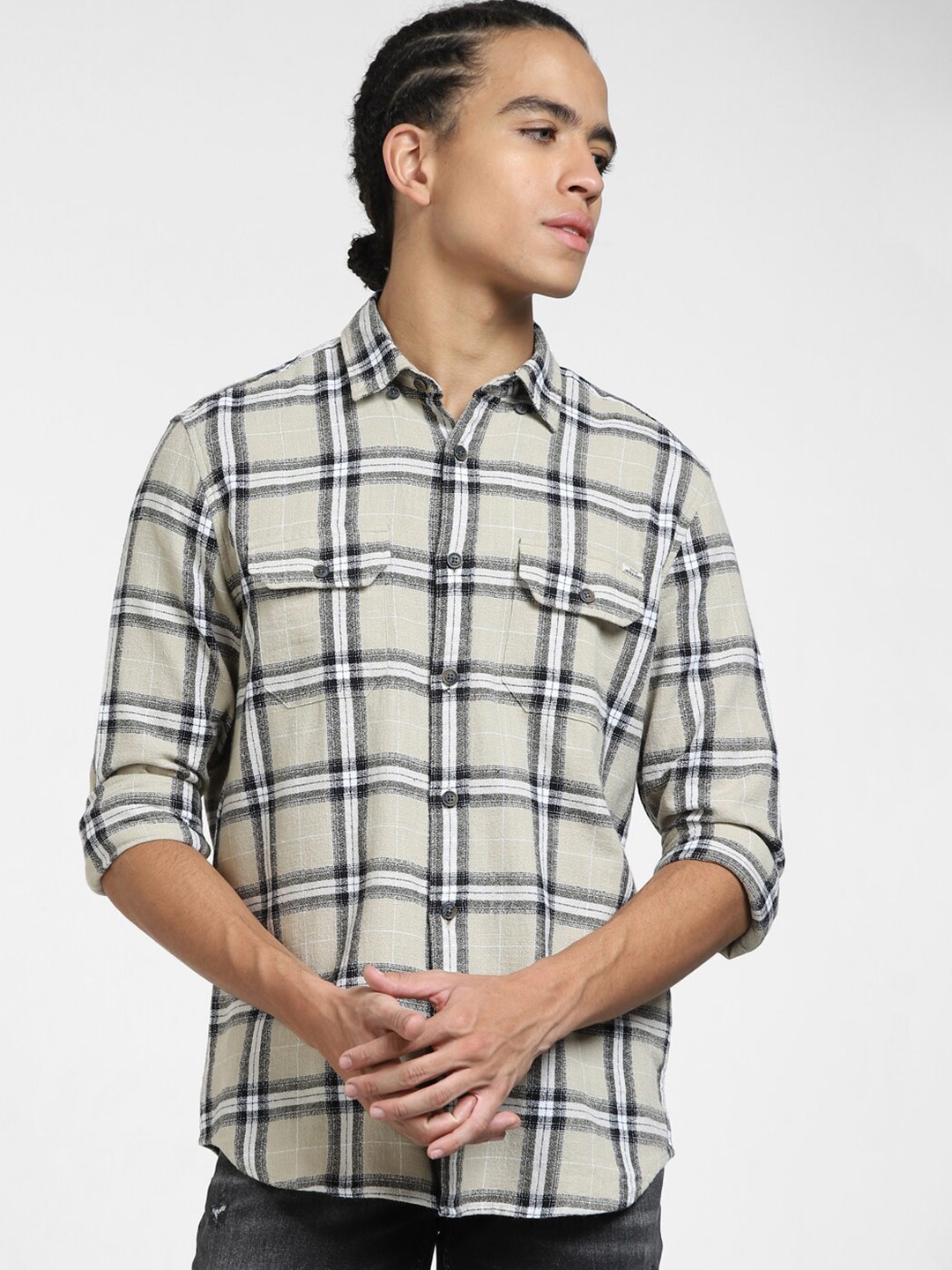 

Jack & Jones Tartan Checks Checked Cotton Casual Shirt, Grey