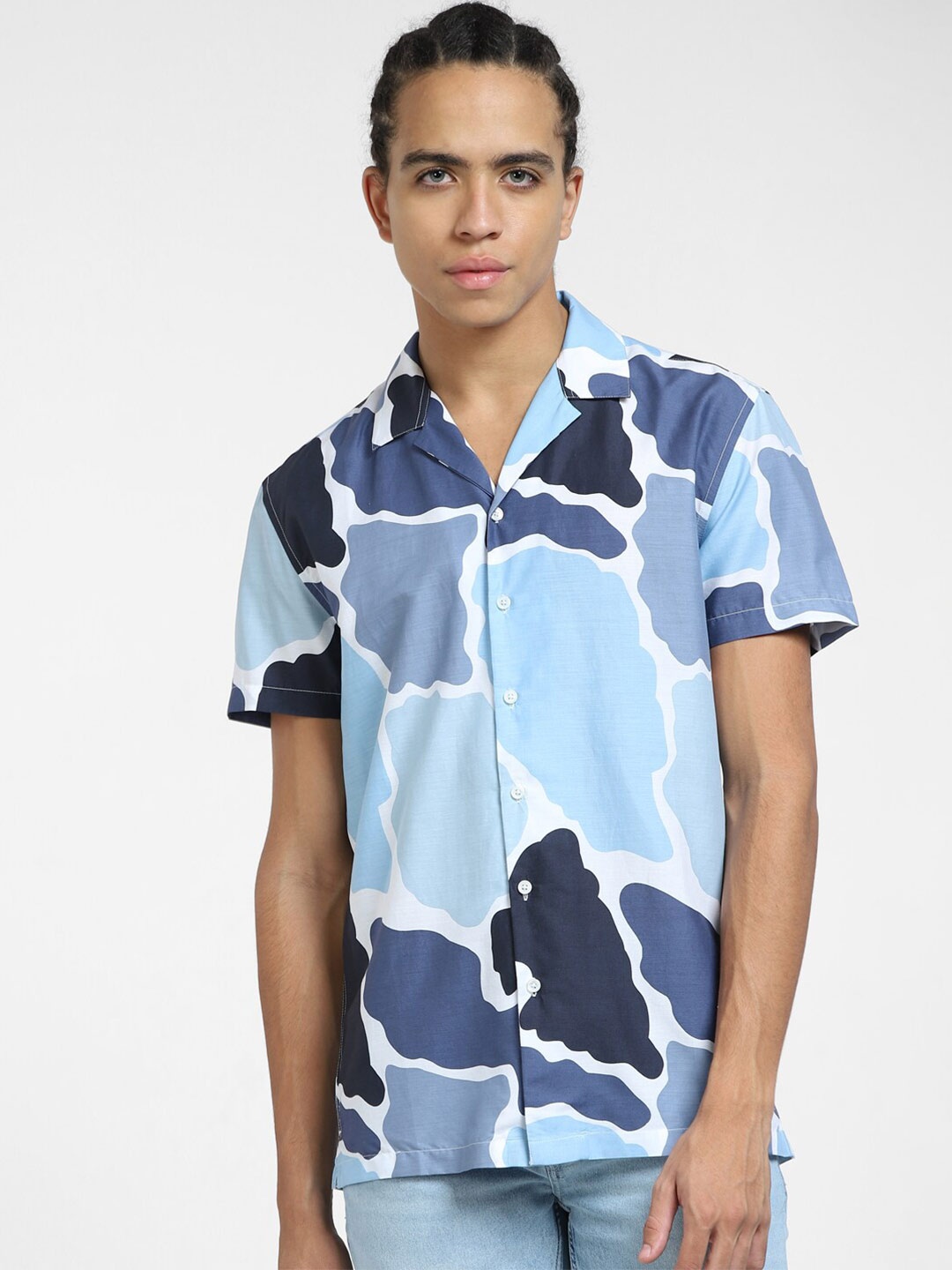 

Jack & Jones Abstract Printed Cotton Casual Shirt, Blue