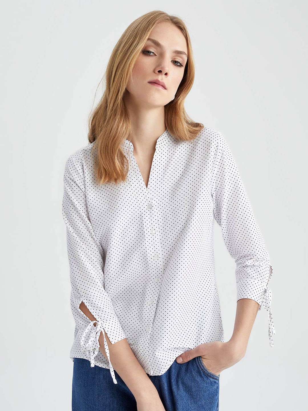 

DeFacto Women Printed Casual Cotton Shirt, Off white