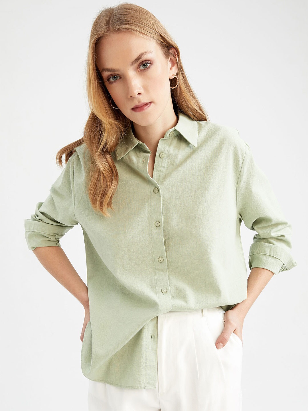 

DeFacto Regular Fit Knitted Casual Shirt, Green