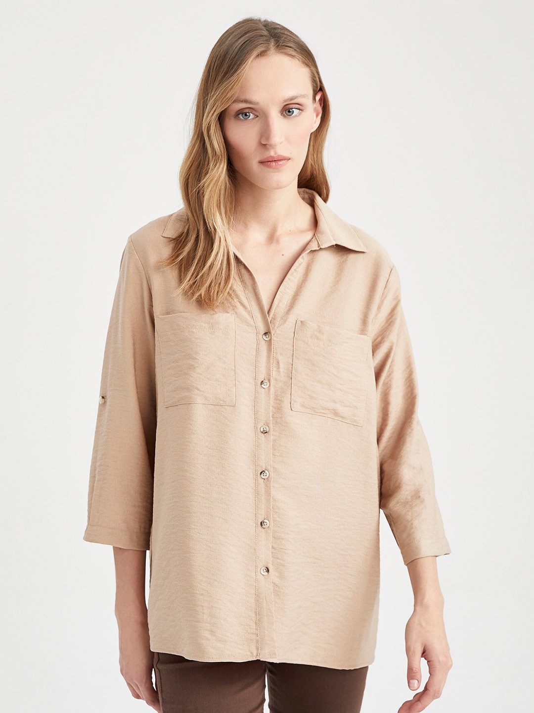 

DeFacto Regular Fit Casual Shirt, Beige