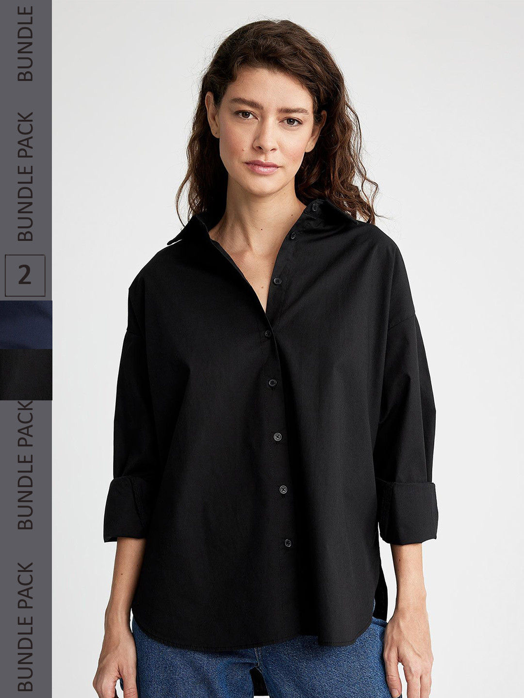 

DeFacto Pack Of 2 Casual Pure Cotton Shirt, Black