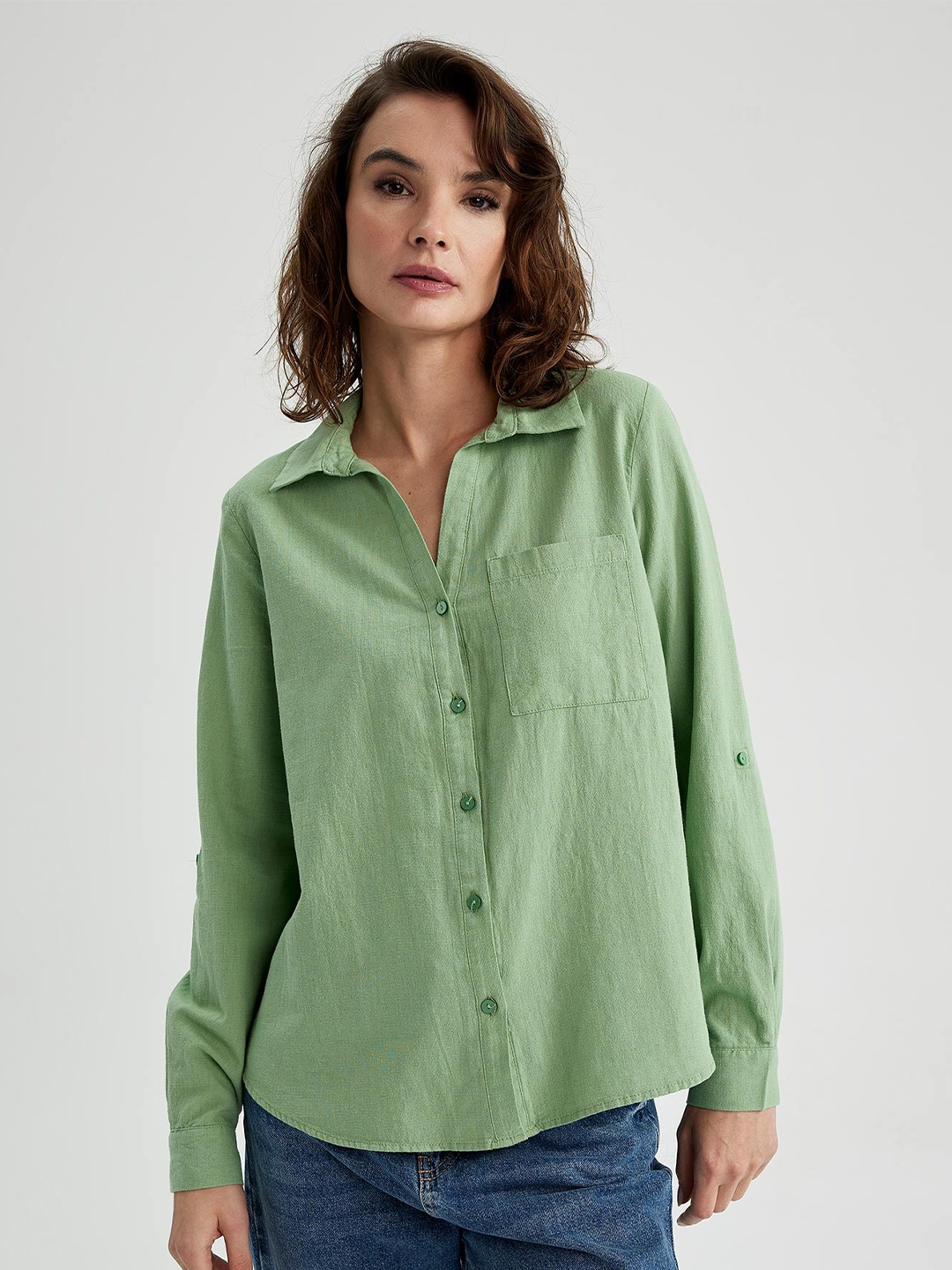 

DeFacto Regular Fit Casual Shirt, Green