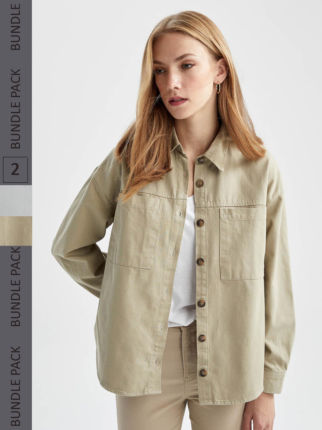 

DeFacto Pack Of 2 Casual Shirt, Beige