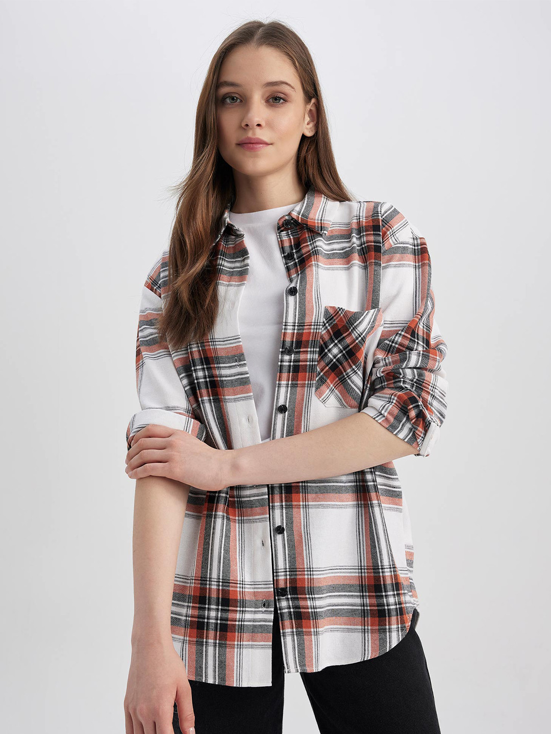 

DeFacto Tartan Checks Checked Casual Shirt, White