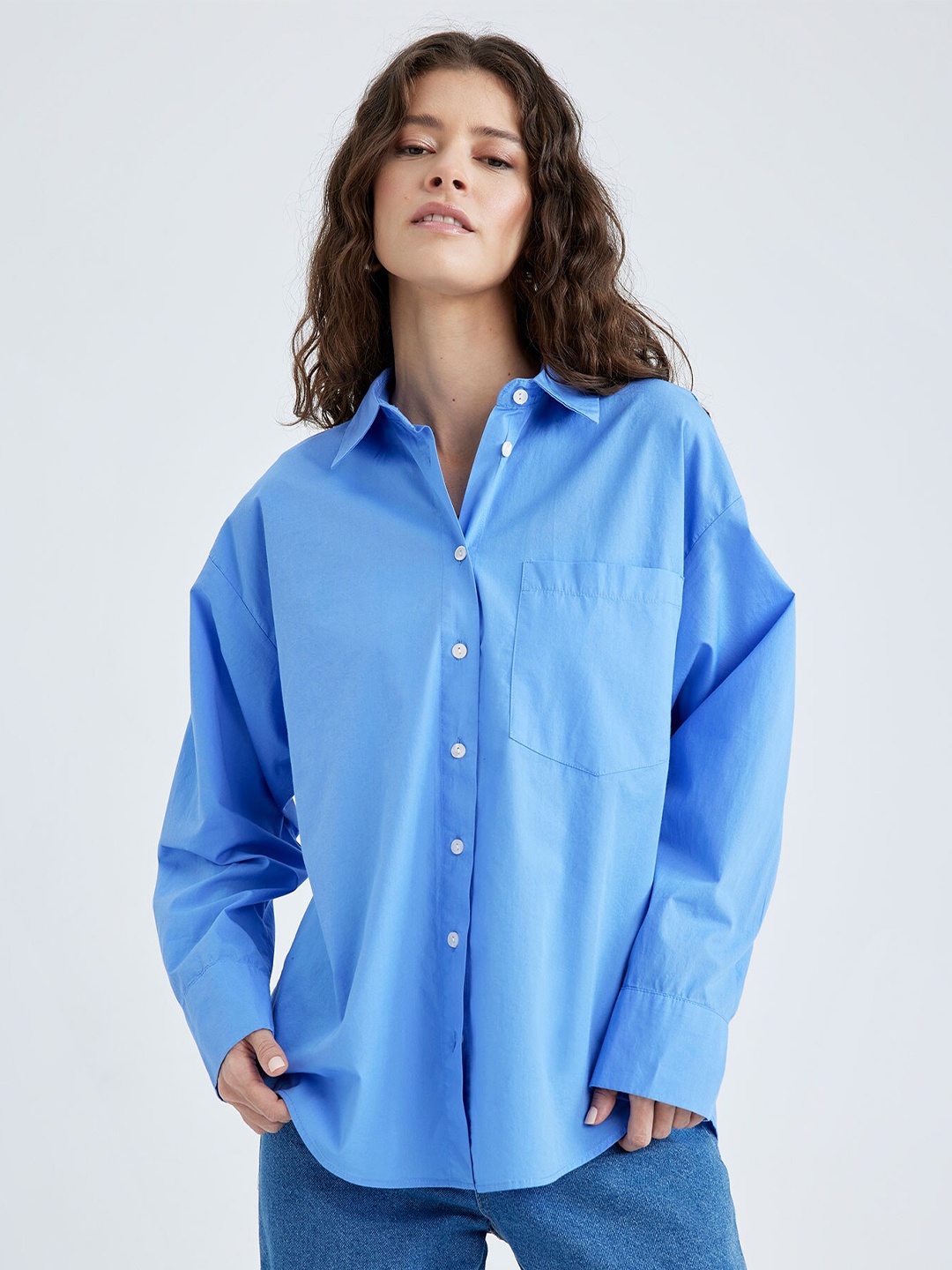 

DeFacto Pure Cotton Casual Shirt, Blue