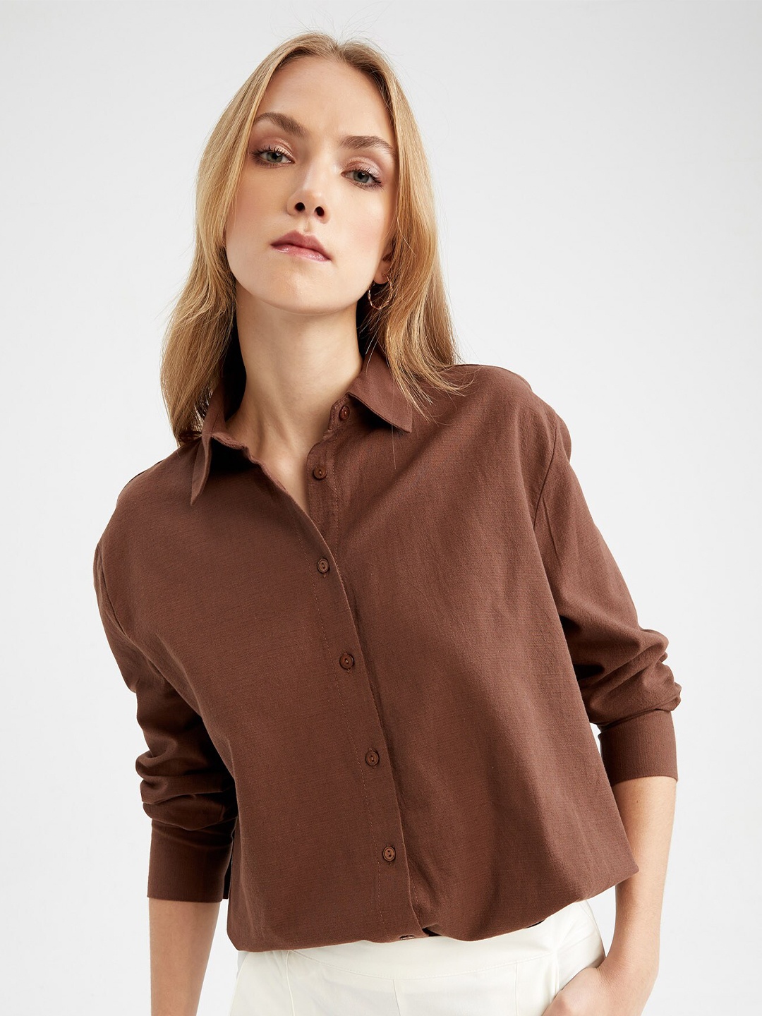 

DeFacto Regular Fit Casual Shirt, Brown