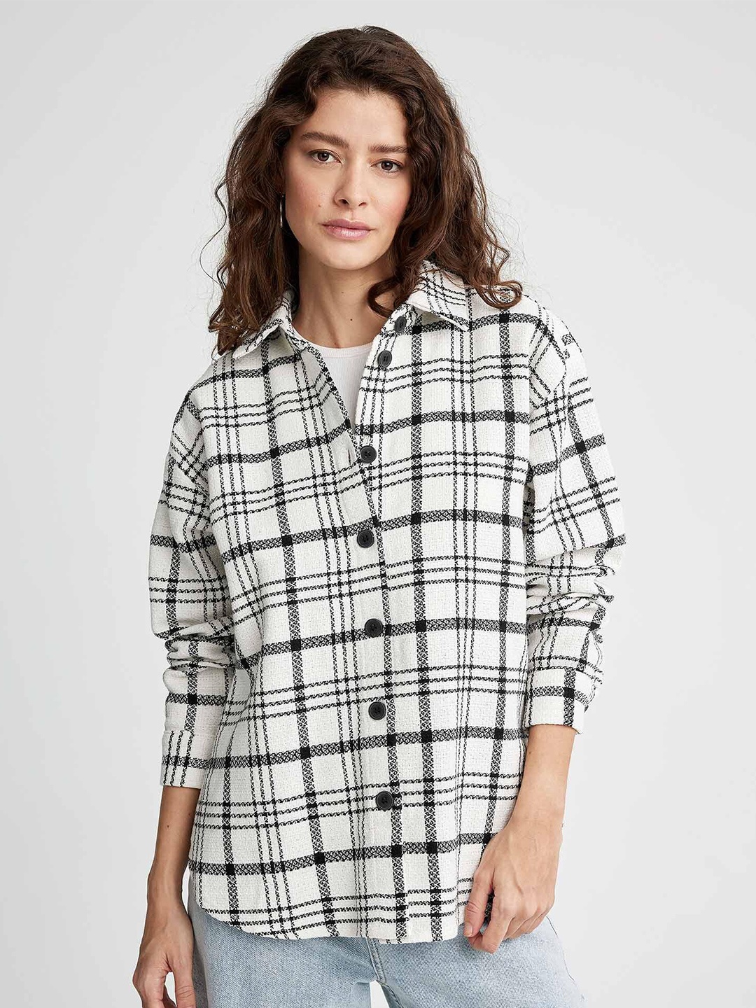 

DeFacto Checked Casual Shirt, White