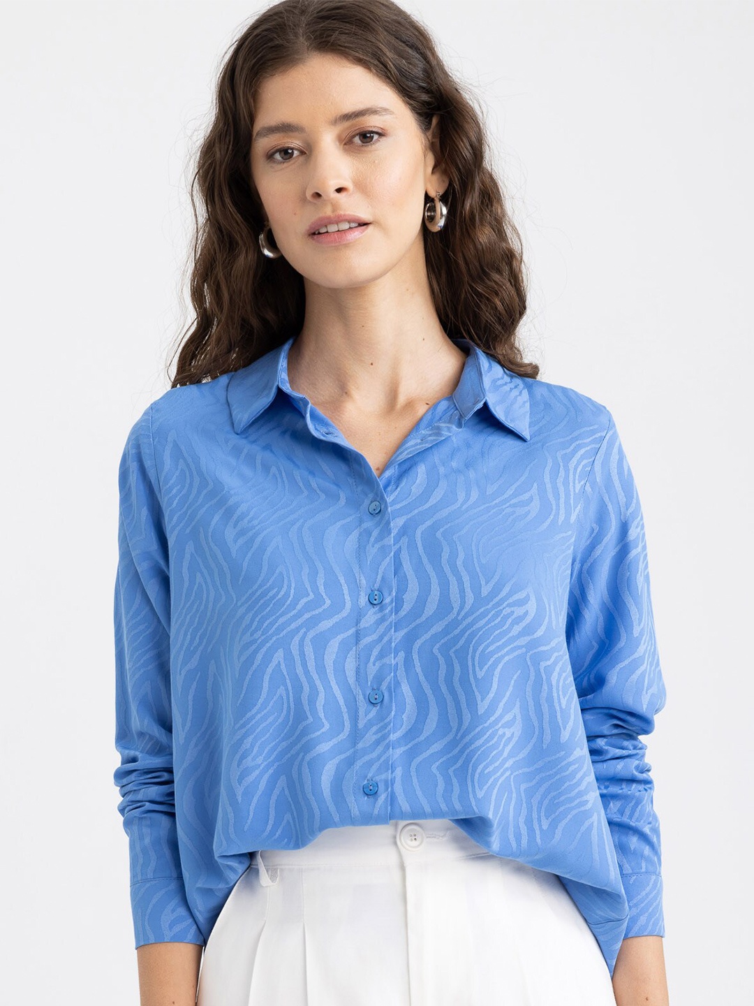 

DeFacto Abstract Printed Casual Shirt, Blue